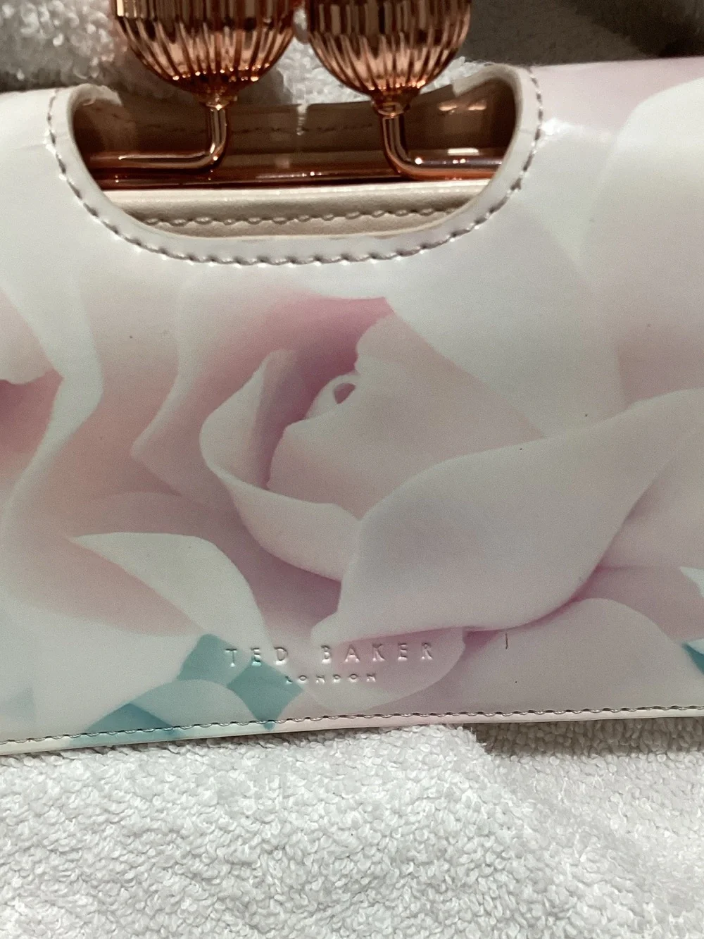 Ted Baker Rose-Print Floral Wallet with Rose Gold Clasp Like New